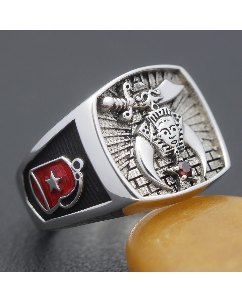 Shriners Sterling Silver Masonic Ring front-0