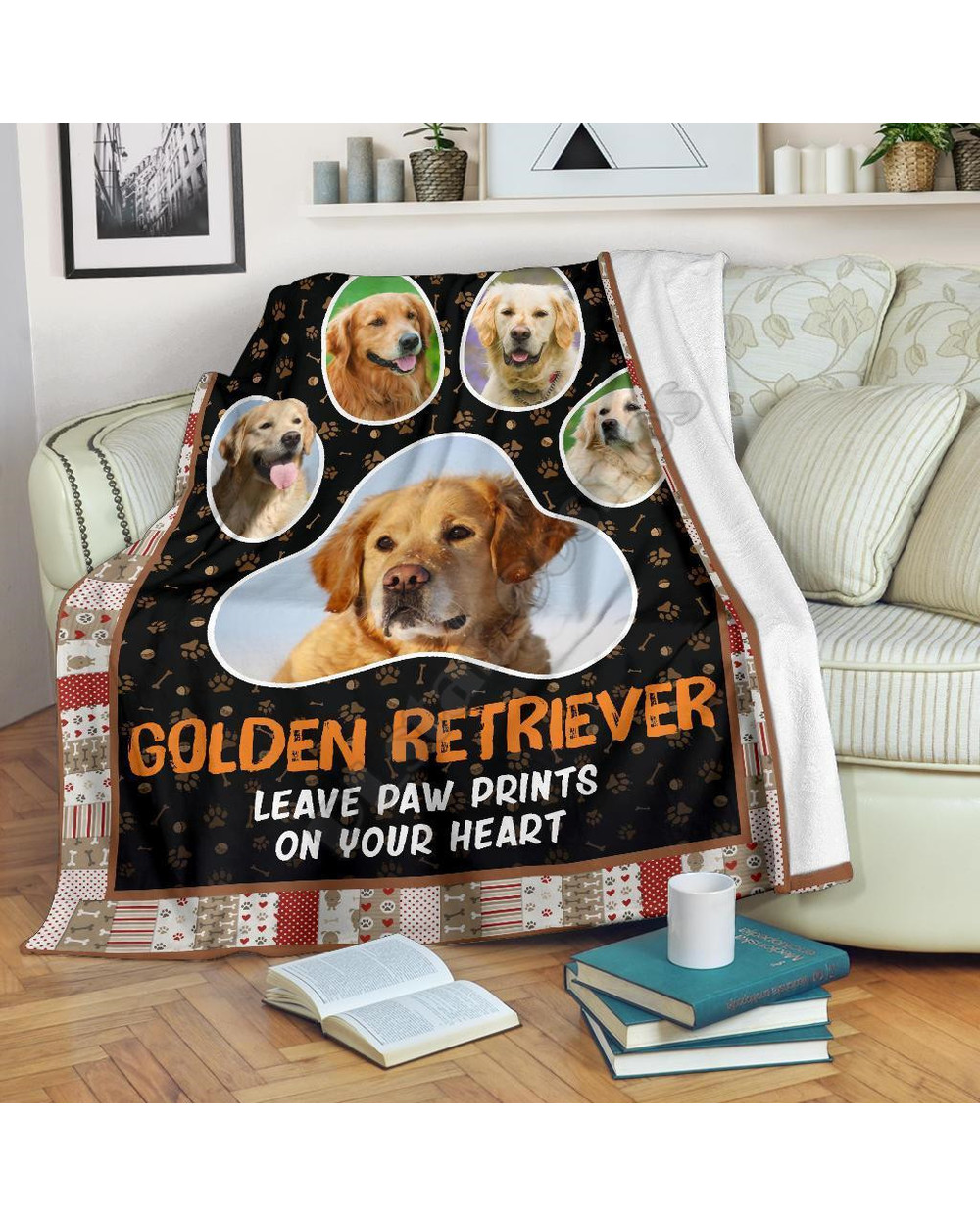 Golden Retriever Sherpa Fleece Blanket front-4