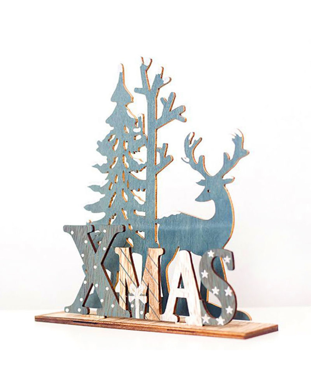 2022 New Year Xmas Elk Wood Craft Christmas Tree Ornament Noel Christmas Decoration for Home Wooden Pendant Navidad Gift front-0