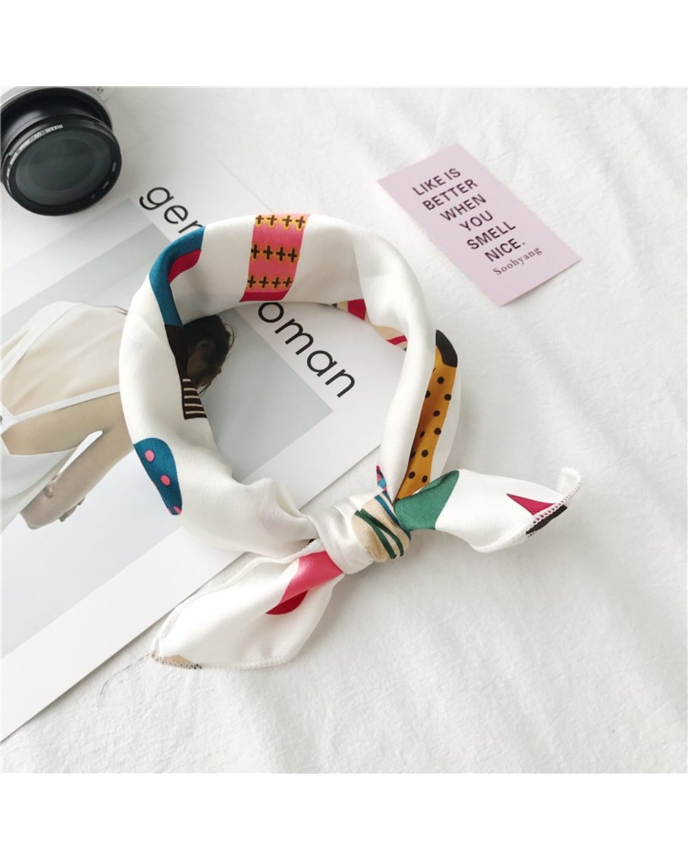 Hair Scarf Tie Animal Print Luxury Satin Small/Square/Silk/Neck/Ring/Scarf Winter Head Scarf For Wome Neckerchief Fas front-2