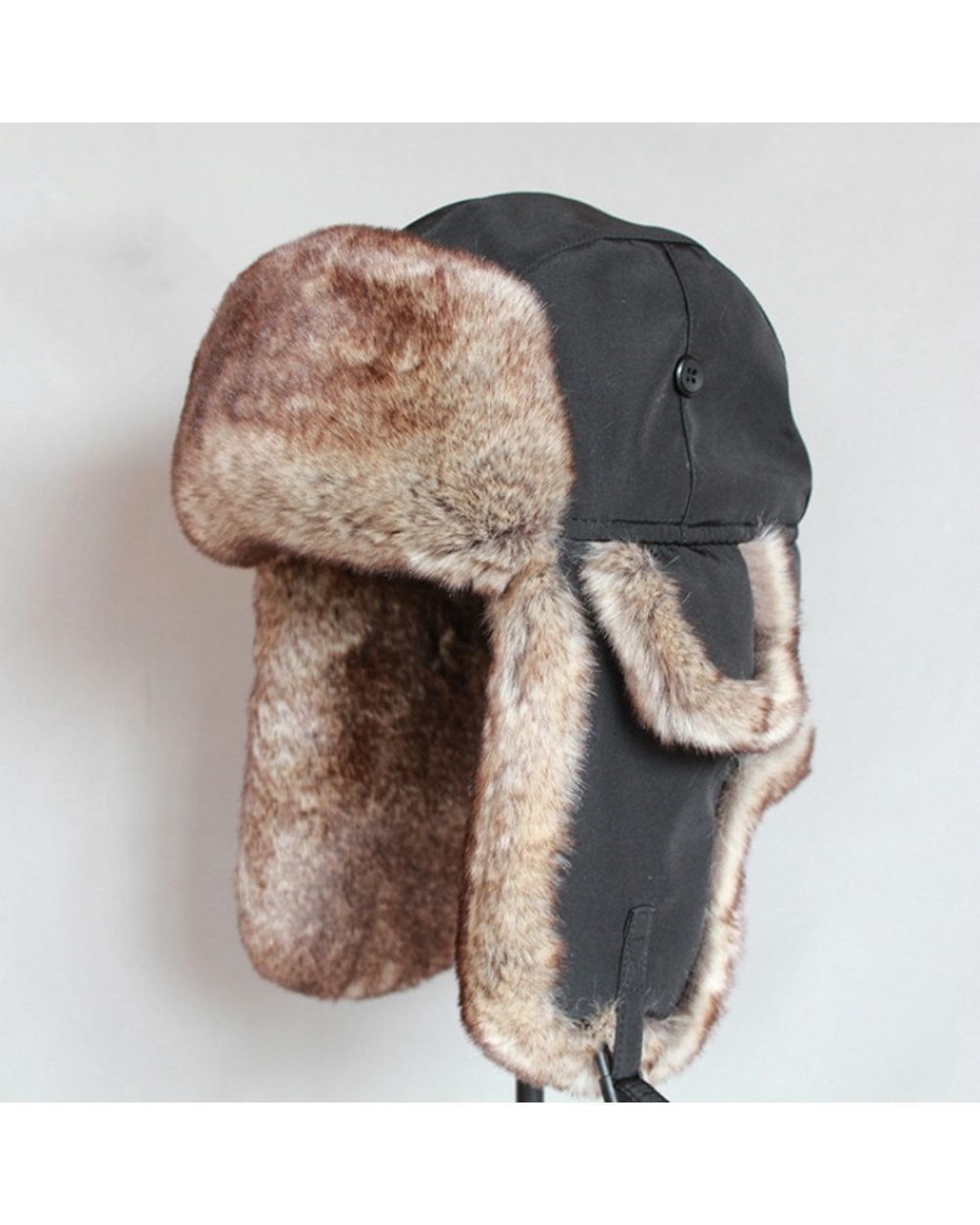 Winter Bomber Hat For Men Faux Fur Russian Hat Ushanka Women Thick Warm Cap With Ear Flaps front-1