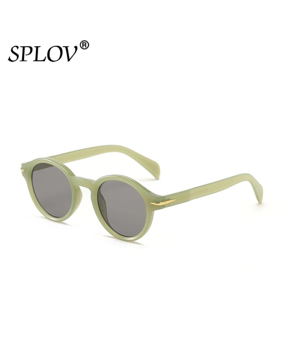 Fashion Small Round Sunglasses Women Men Vintage Yellow Sun Glasses Luxury Brand Designer Trendy Eyewear Green Tea Shad front-0