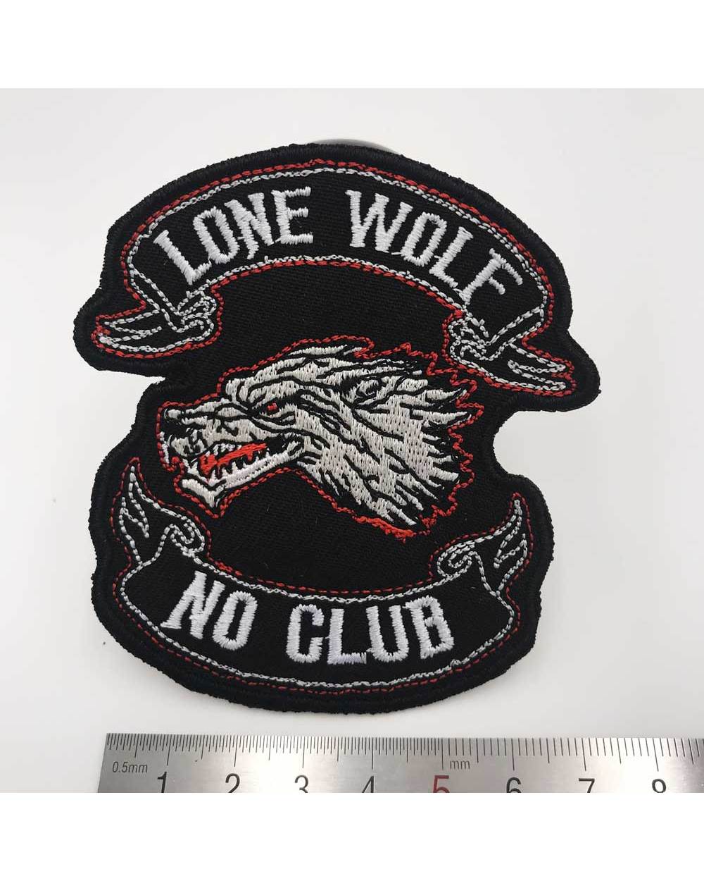 LONE WOLF NO CLUB Embroidered Applique Sewing Label front-1