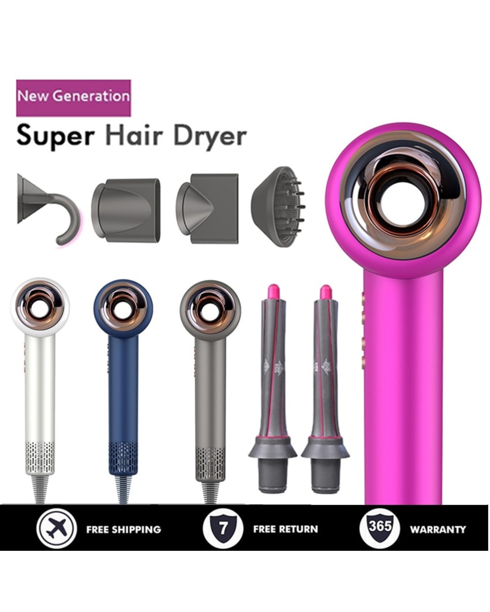 Beutyone New Leafless Professional Hair Dryer With Flyaway Attachment Negative Ionic Hair Dryers Multifunction Salon St front-0