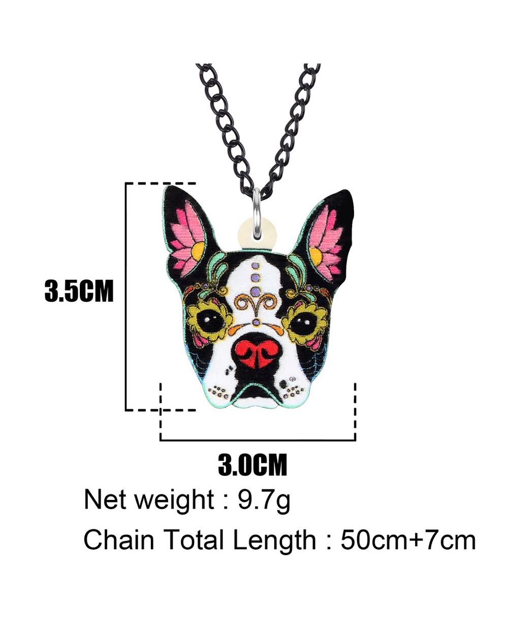 French Bulldog Dog Necklace Animal Pets Collar Pendant Jewelry For Women Teens Gift Accessories front-5
