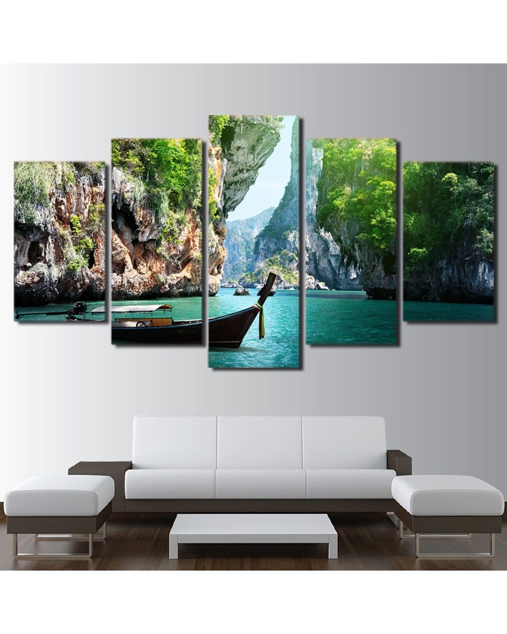 Nature Canyon Landscape Modern Picture Print Scenery 5 Panel Canvas Art Wall Decor front-0