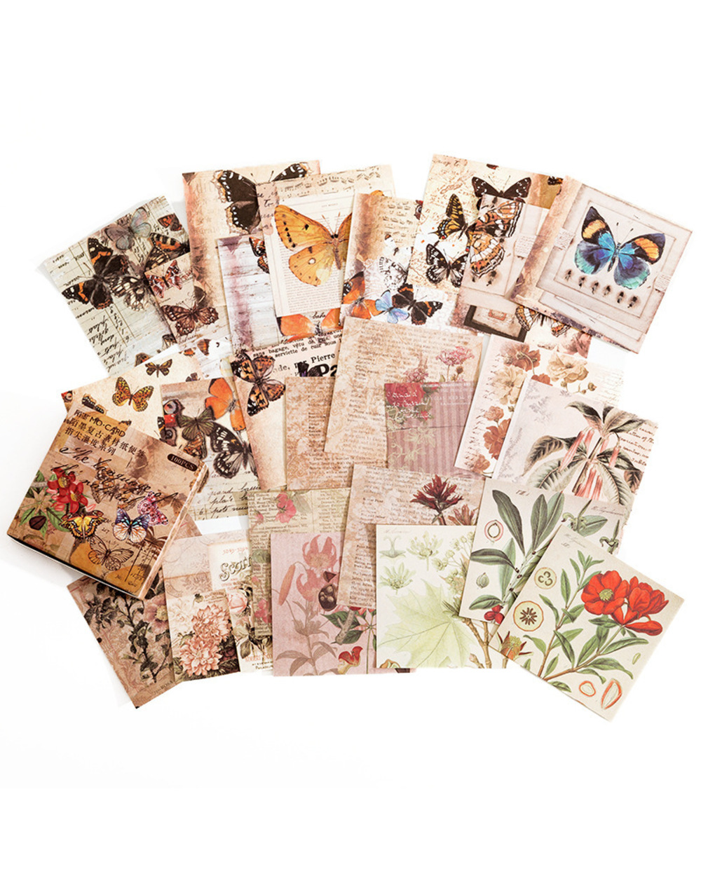 100 Sheets Vintage Newspaper Plant Flowers Scrapbooking Material Paper For Notebooks Diary Diy Projects front-4