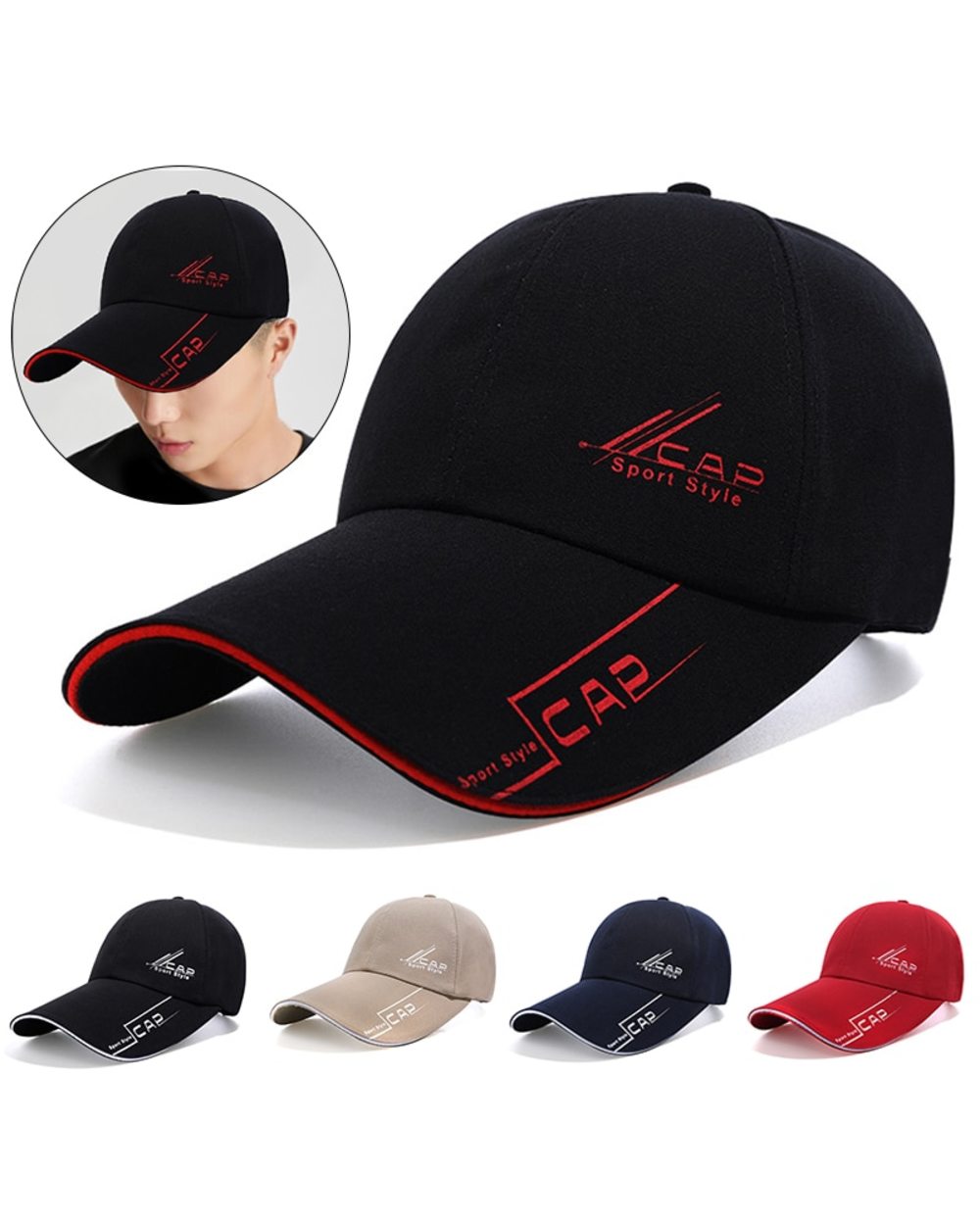 2022 Sports Cap Mens Hat For Fish Outdoor Fashion Line Baseball Cap Long Visor Brim Shade Snapback Sun Hat Peaked Cap M front-0