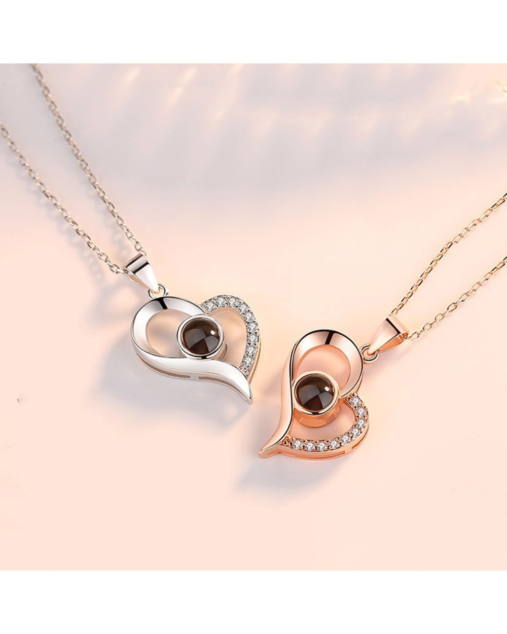 I Love You Necklace 100 Languages Projection Heart Pendant Necklace front-5