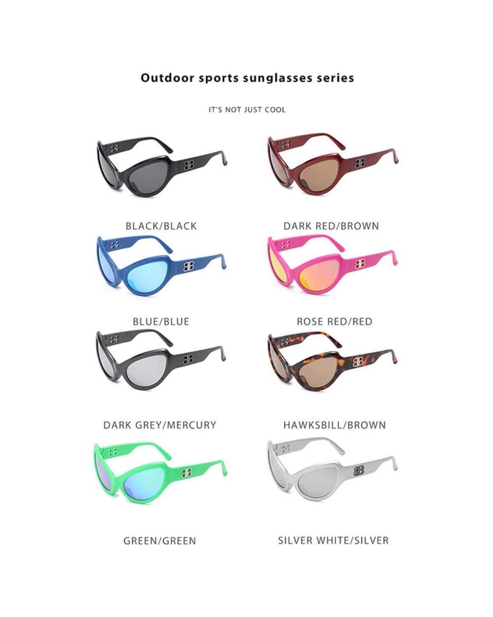 Oval Punk Cat Eyes Sunglasses For Women Luxury Brand Designer Y2k Sun Glasses Fashion Shades Goggle Female Uv400 De Sol front-5