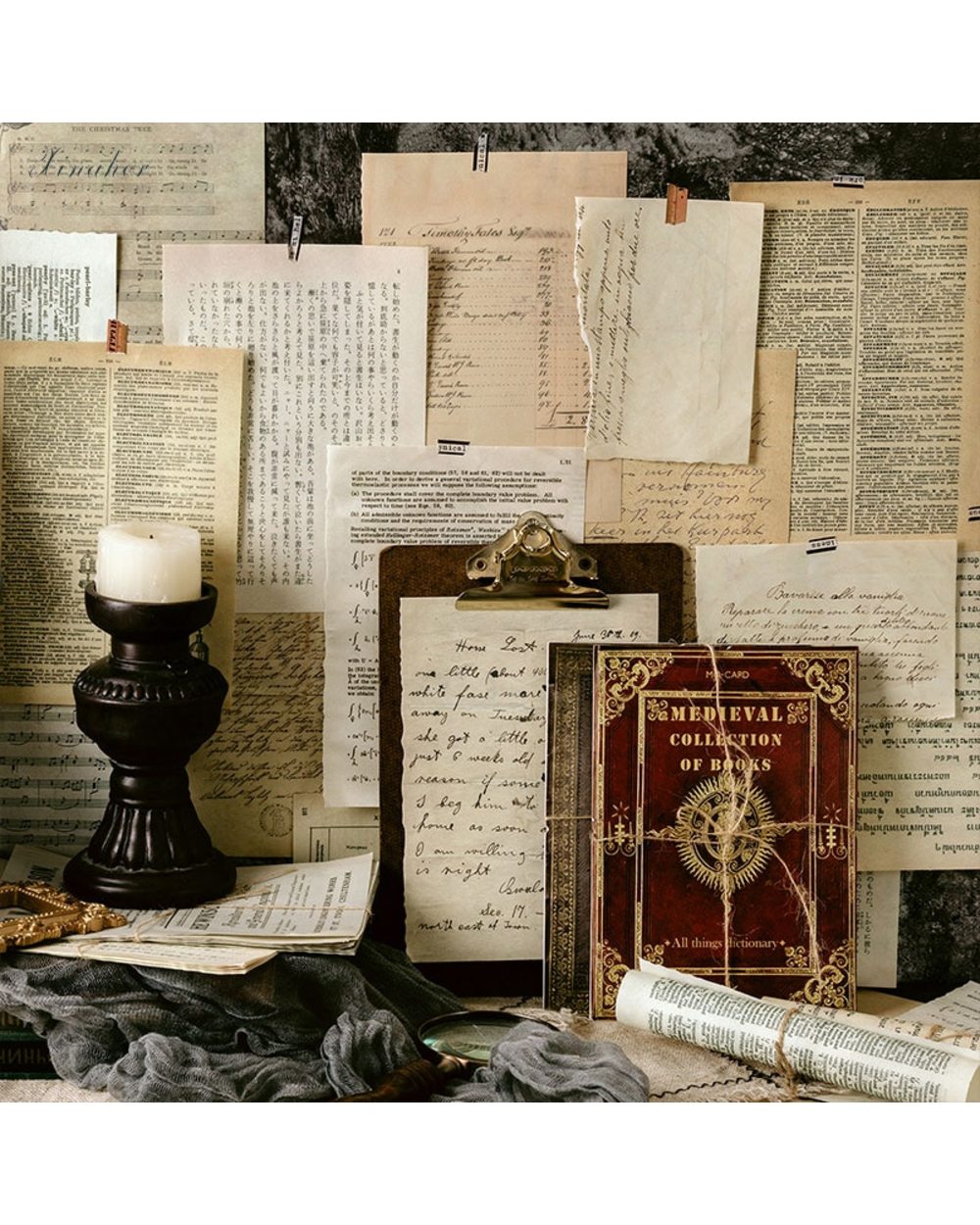 10pcs/lot Vintage Scrapbooking Junk Journal Large Size Retro Material Papers front-5