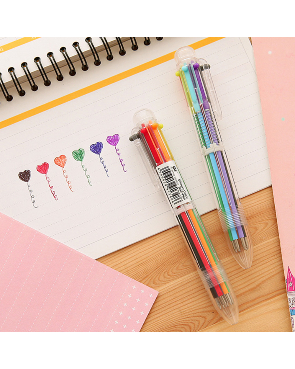 Jonvon Satone 20Pcs Ball Point Pen Marker Korea Creative Stationery Pen 6 Color In 1 Ballpoint Pen Color School Supplie front-2