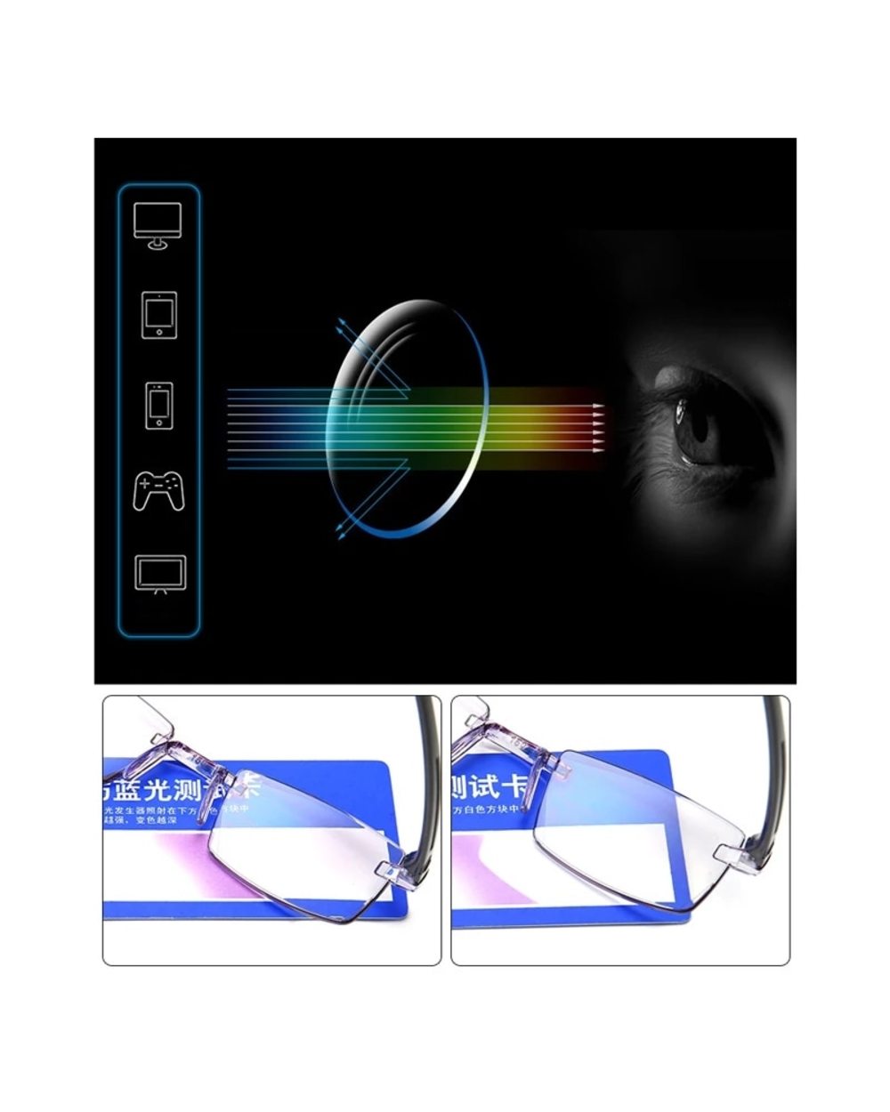 Men Rimless Reading Glasses Classic Anti Blue Light Magnification Eyeglasses Vintage Presbyopia Eyewear Diopter +1.0 To front-5