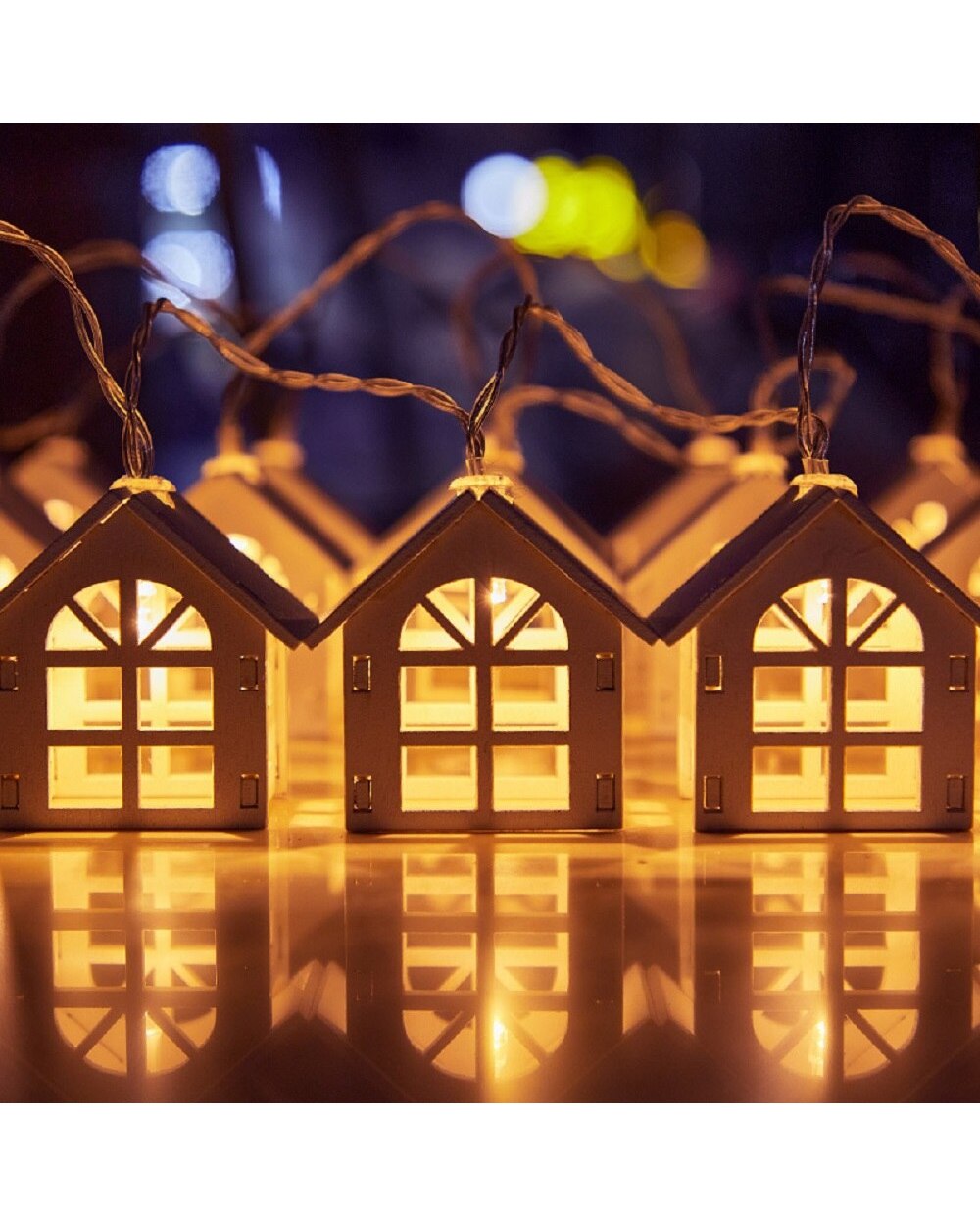 2M 10 LED Christmas Tree House Style Fairy Light String Heart Shaped Wedding Natal Garland Christmas Home Decorations front-4
