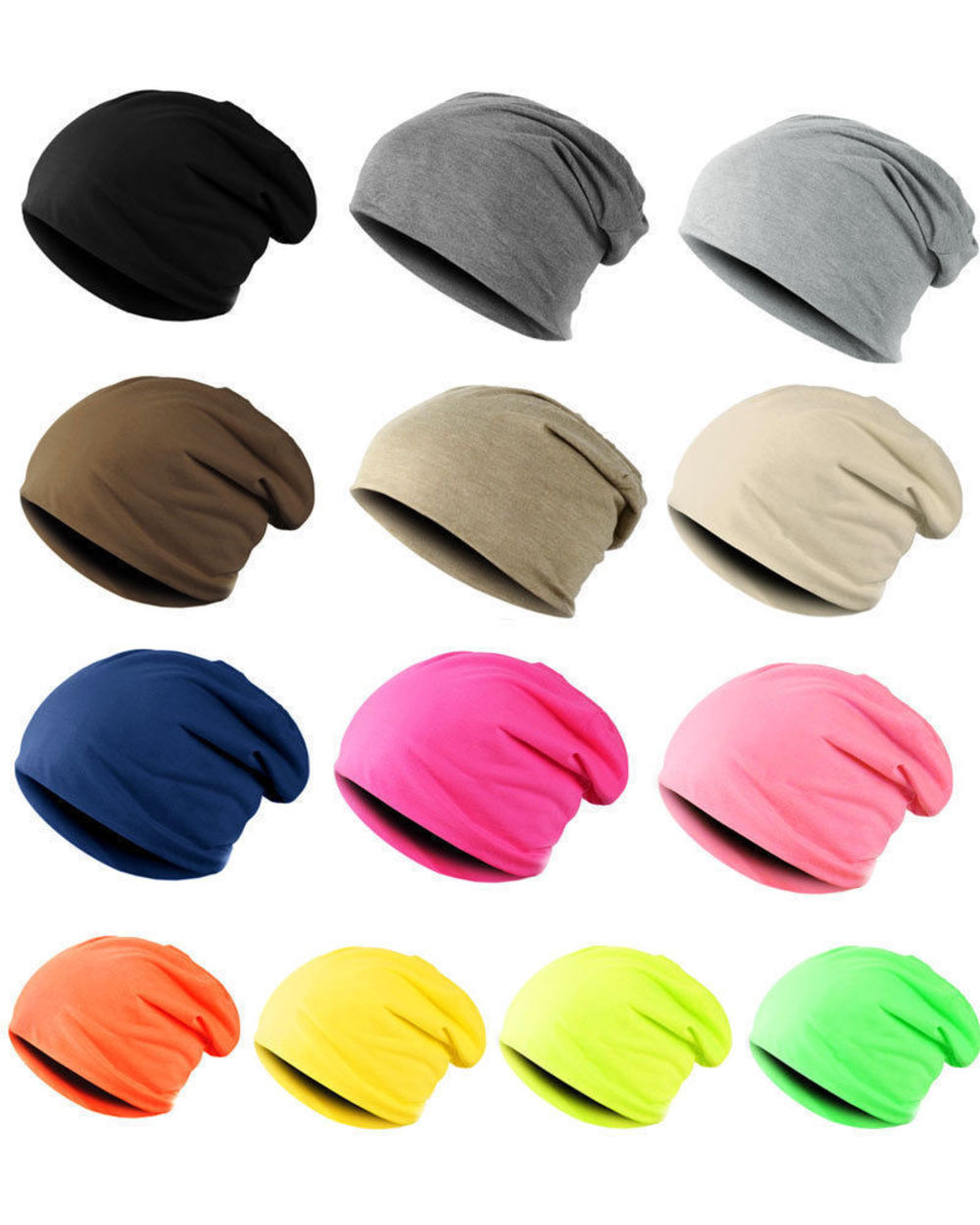 Women Men Stylish Beanie Hat Thin Hip-Hop Soft Stretch Slouchy Skull Cap front-4