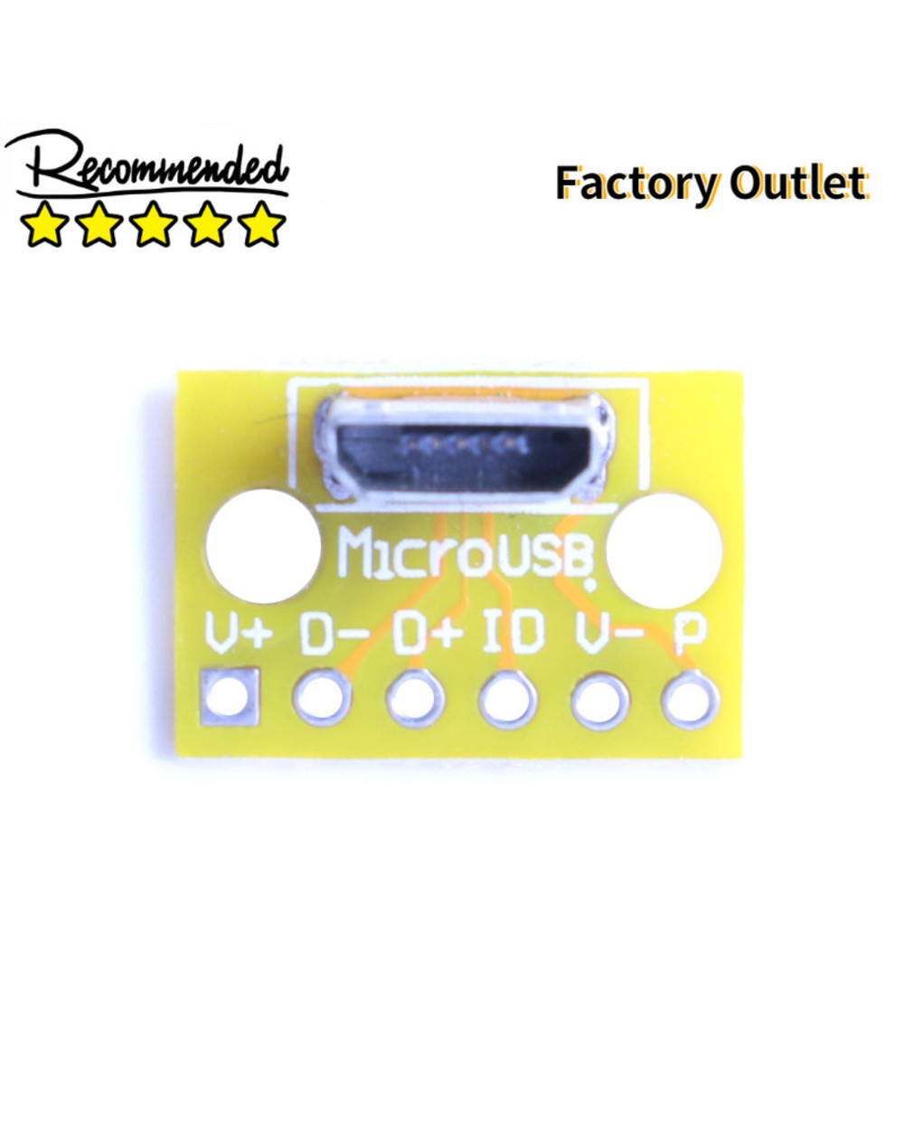 Vertical Usb Microusb Micro Usb 2.0 Female Head A Connector 2.54Mm Pcb Converter Adapter Breakout Board 180 Degree Vert front-4