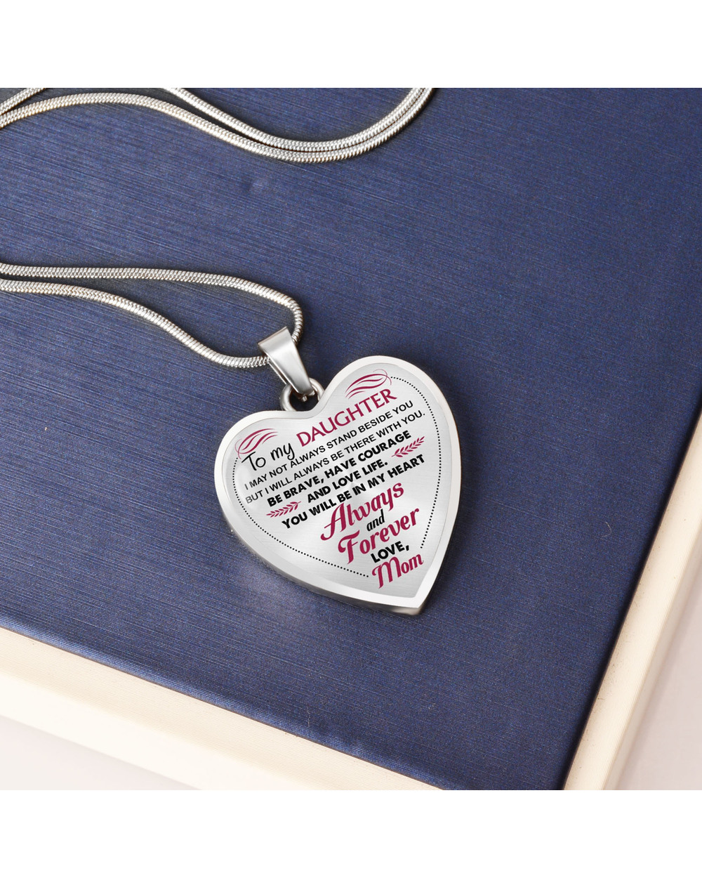 Heart Pendant Necklace Letter To My Daughter Pendant Jewelry Necklace front-4