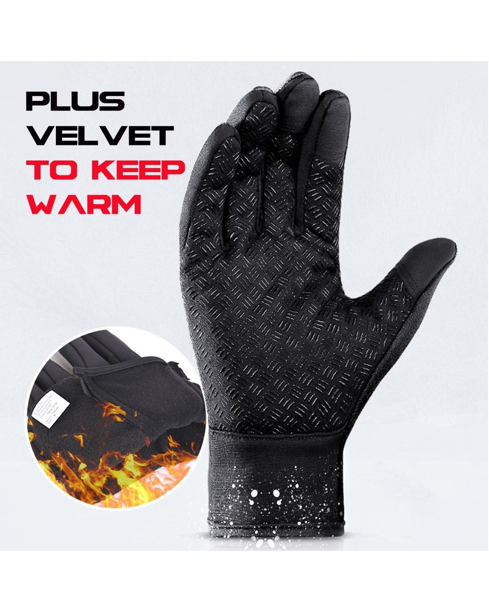 - WorthWhile Winter Cycling Gloves Bicycle Warm Touchscreen Full Finger Gloves Waterproof Outdoor Bike Skiing Motorcycle front-3