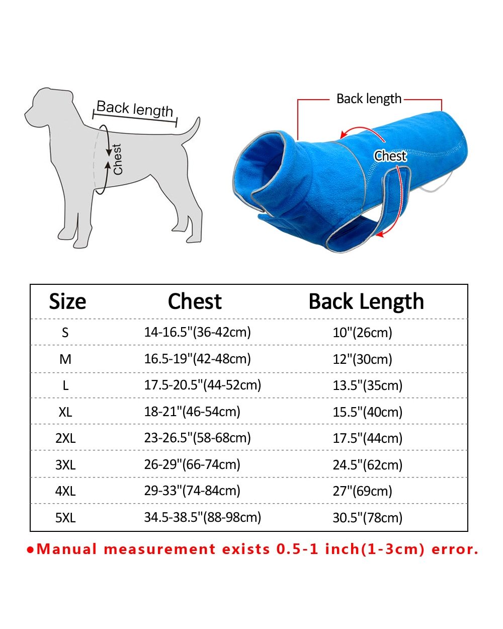 Winter Fleece Dog Coat Jacket For Small Dogs Chihuahua Pug Warm Puppy Large Dogs Vest Clothing Reflective front-5