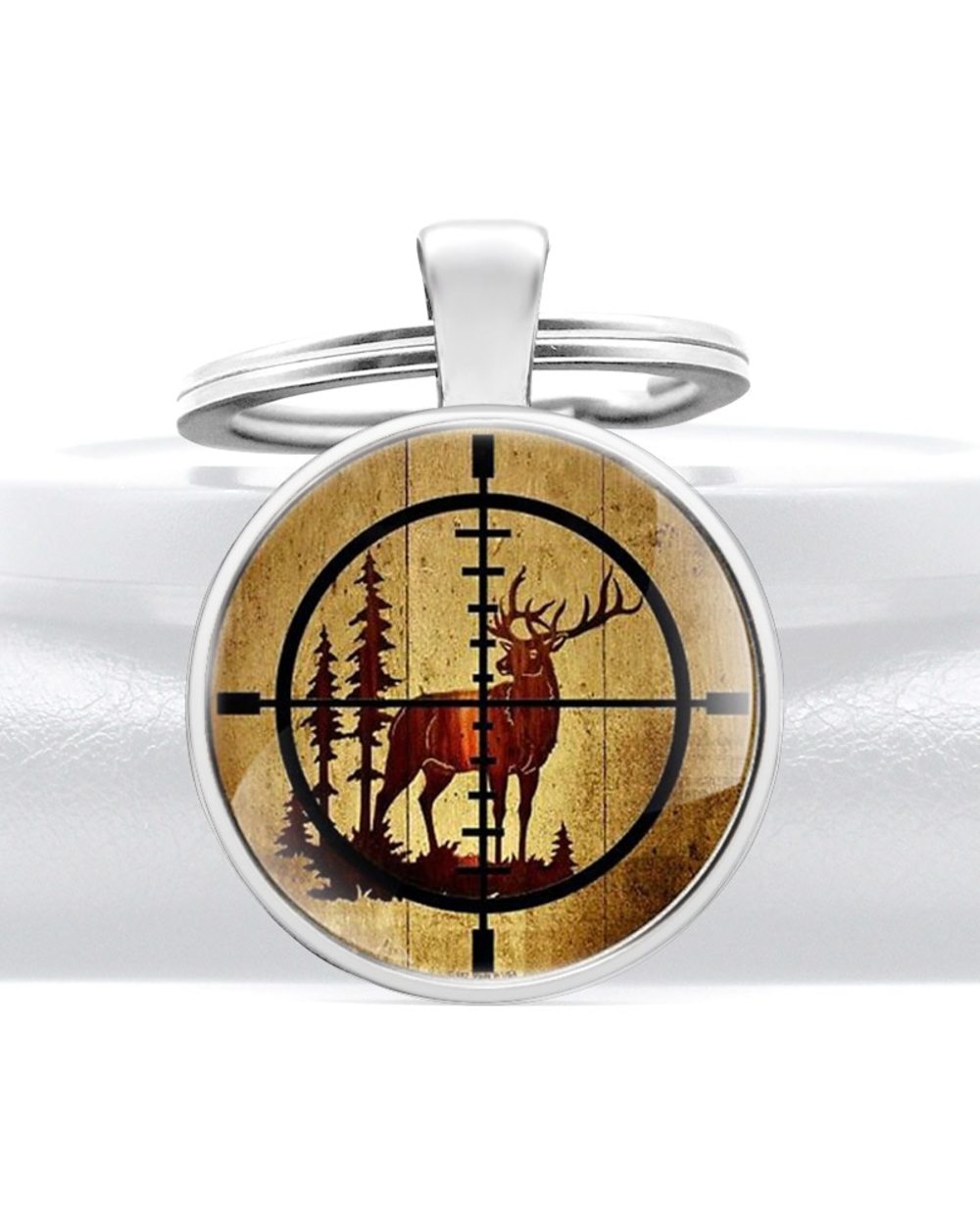 Classic Hunting Elk Design Glass Dome Charm key Chains Men Women Key Ring Jewelry Gifts front-3