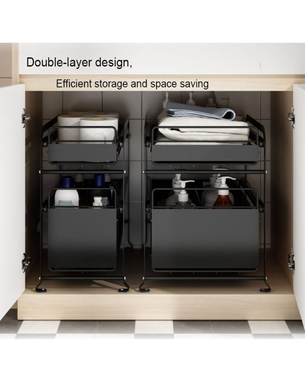 Under The Sink Storage Sliding Cabinet Rack front-2