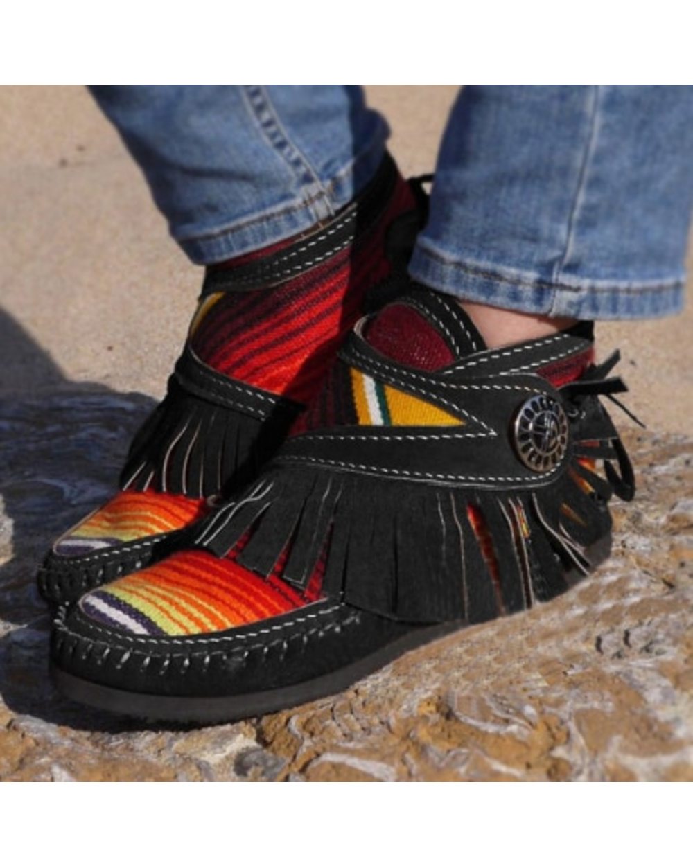 Women Tassel Stripe Ankle Boots Women's VG06 front-0