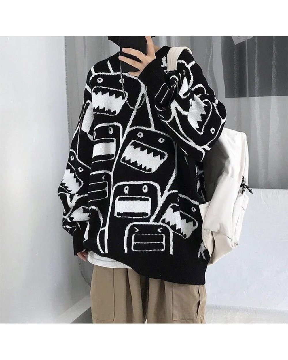 Deeptown Harajuku Emo Graphic Womens Winter Sweaters 2021 Japan Style Gothic Long Sleeve Knitwear Ugly Christmas Sweater front-1