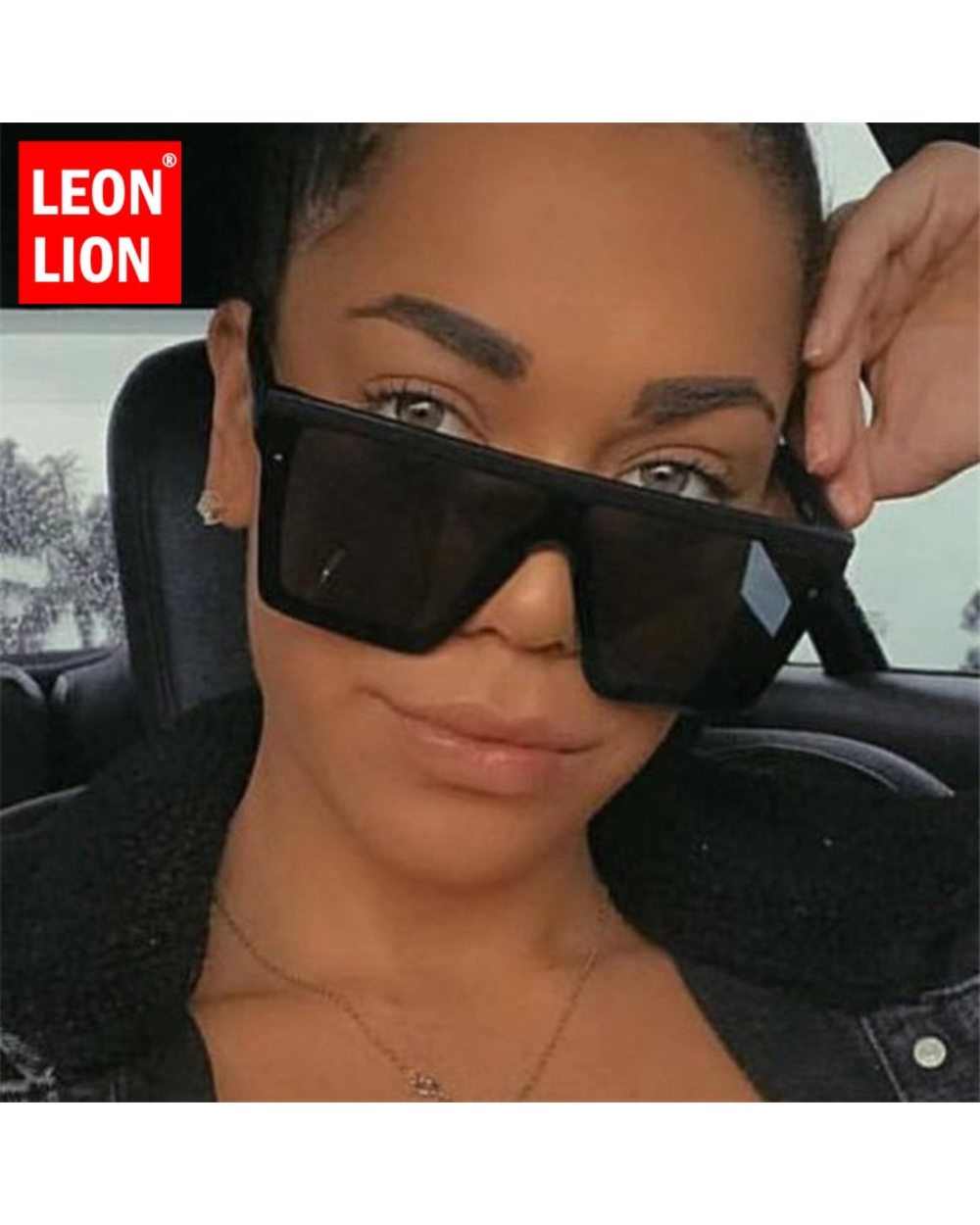 Leonlion Classic Vintage Square Sunglasses Woman Siamese Oversized Sunglasses Woman/Men Retro Sunglasses Lentes De Sol front-0