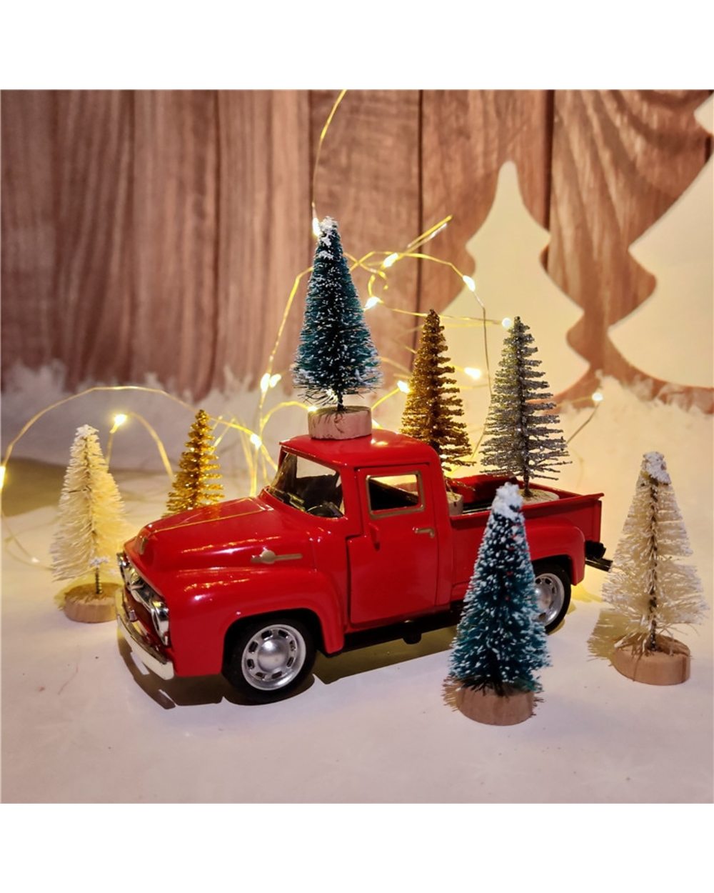 1pcs Red Metal Vintage Truck Christmas Gift for Kids Christmas Tree Ornaments Home Decoration 2022 Navidad New Year Gift front-0