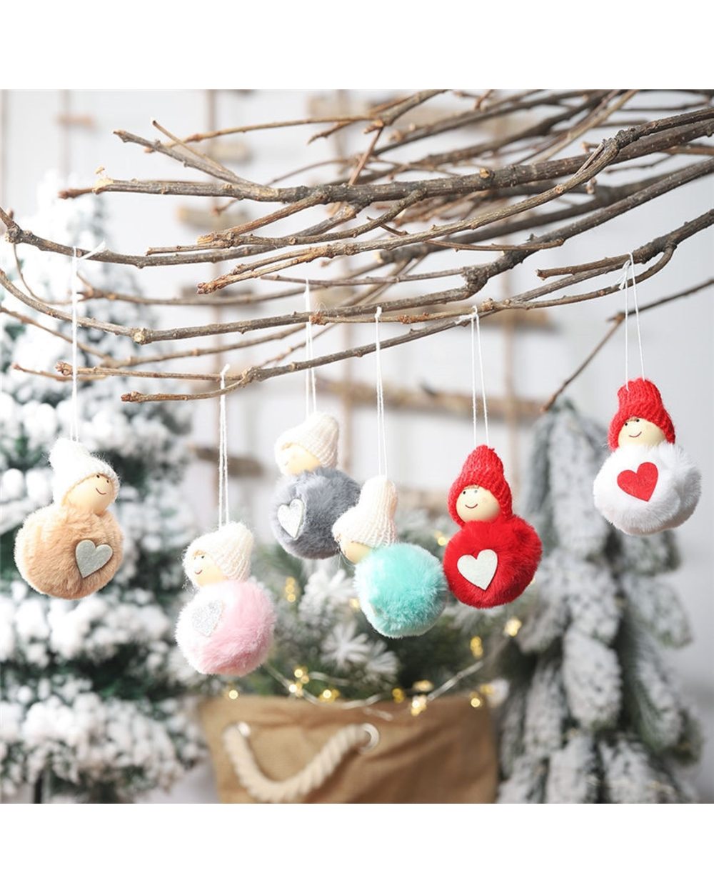 Cute Christmas Pendants Angel Girl Doll Santa Claus Pendants Christmas Tree Decor for Home Xmas Ornaments Gifts for Kids front-3