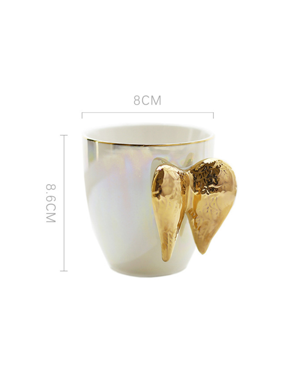 Creative White Ceramic Coffee Mug Gold Plated Handle Angel Wings Office Home Tea Milk Porcelain Mugs Couple Gift Home D front-5