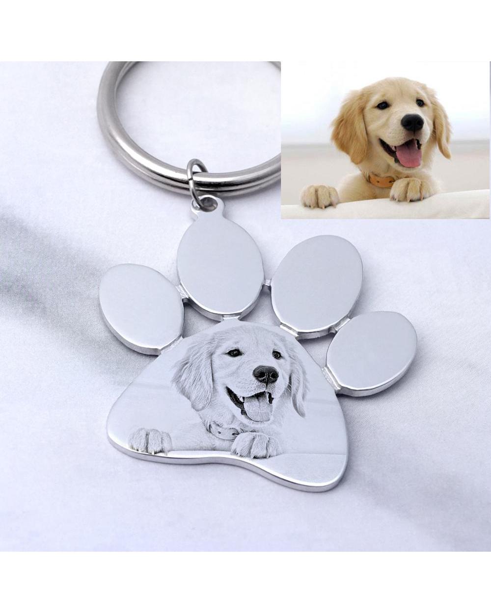 Personalized Dog Keychain, Custom Photo Keychain, Engraved Pet Photo Keychain, Pet Lover Gift front-1