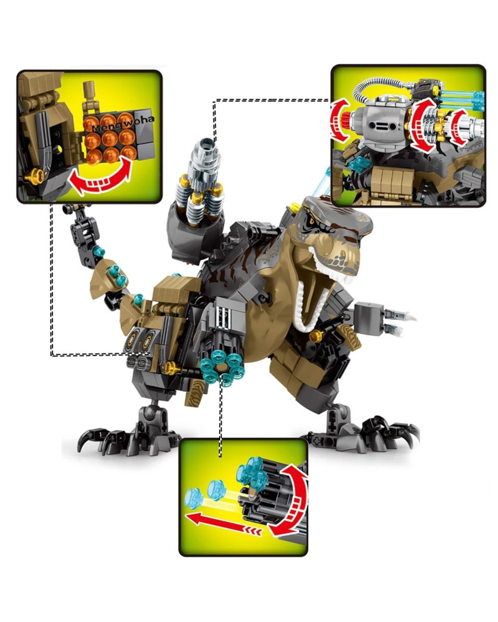 Jurassic Reload Tyrannosaurus Rex Building Blocks Dinosaur World with Figures Animal Park Bricks Toys For Children Gift front-4