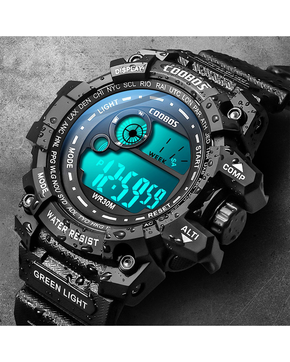 Cool Sport Watch High-end Silicone Strap Military Wrist Watch Led Calendar Waterproof Digital Watch front-0