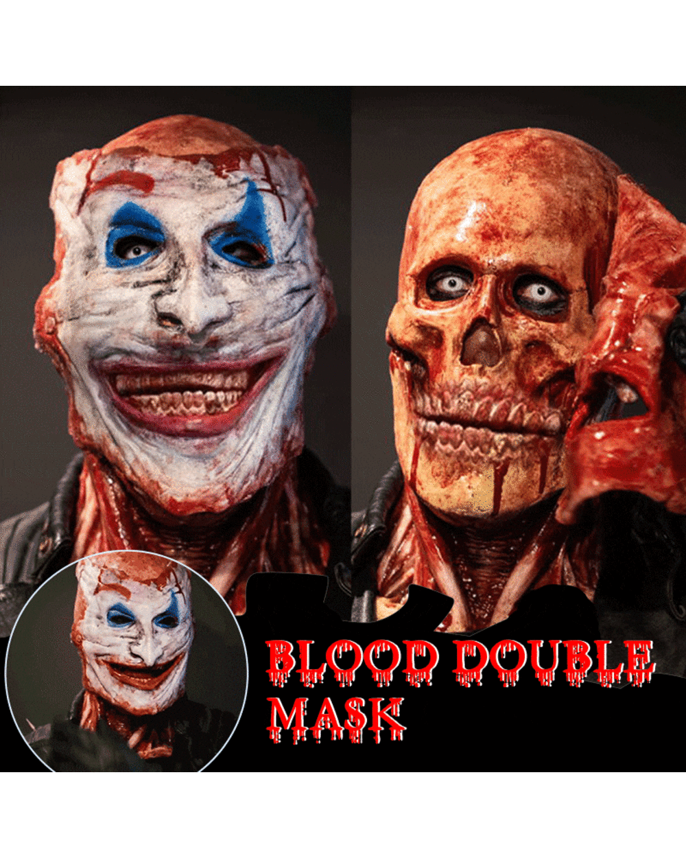 Bloody Horror Skull Latex Mask - Double-layer Ripped Mask - Scary cosplay front-0
