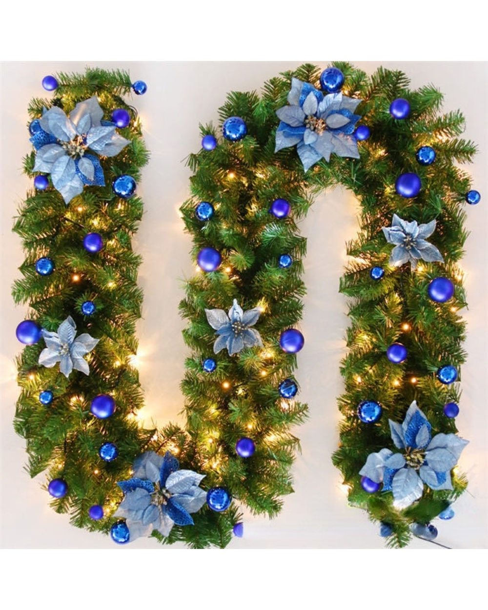 2.7 M Christmas LED Rattan Garland Decorative Green Christmas Garland Artificial Xmas Tree Rattan Banner Decoration front-4