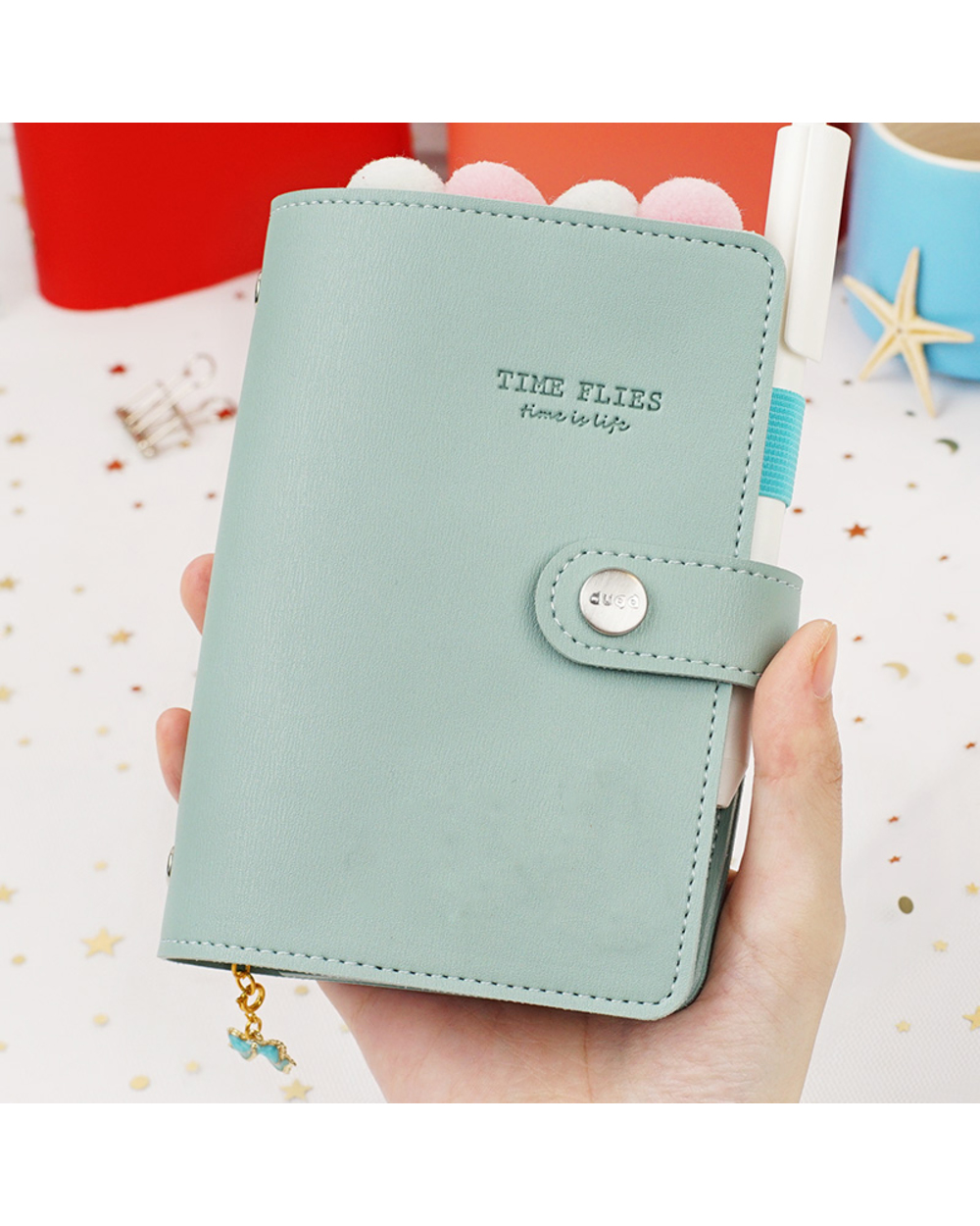 A7 Macaron Leather Spiral Notepad Pu Leather Mini Pocket Notebook Portable Stationery Travel Journal Book front-4