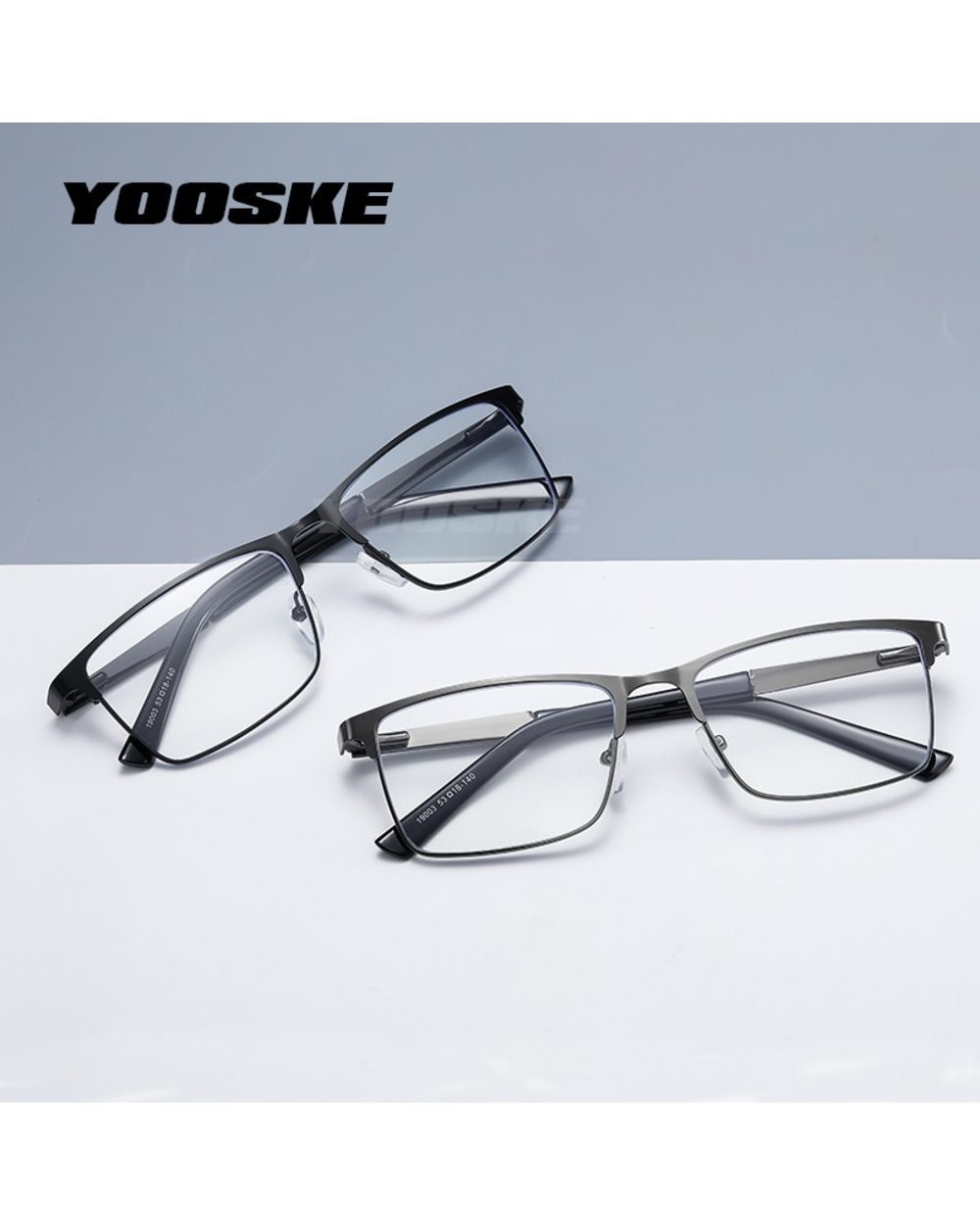 Yooske Stainless Steel Reading Glasses Men Non Spherical Lens Presbyopia Business Eyeglasses Male Hyperopia Prescriptio front-2