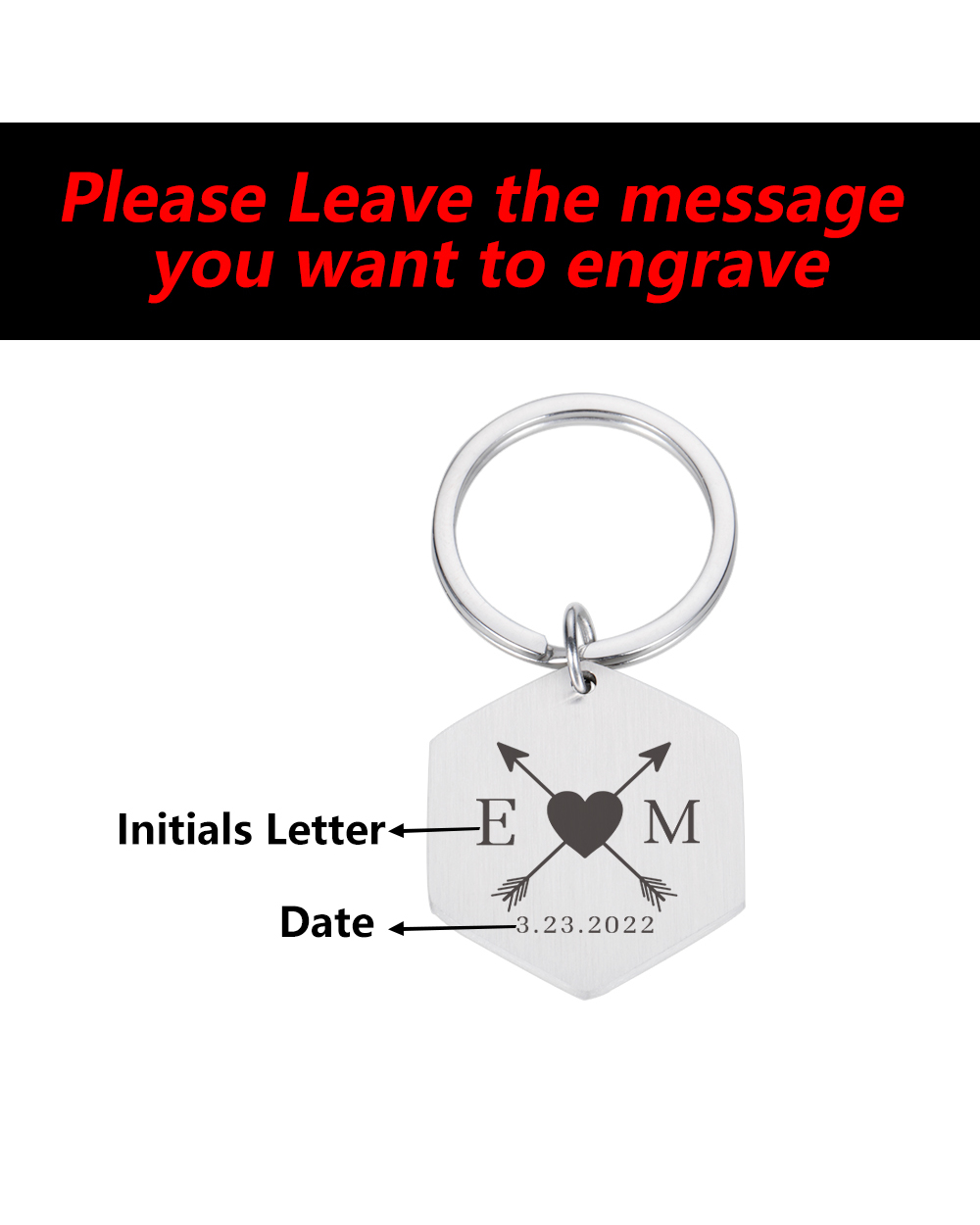 Customized Name Couples Keychain Romantic Lover Couple Stainless Steel Keyring front-1