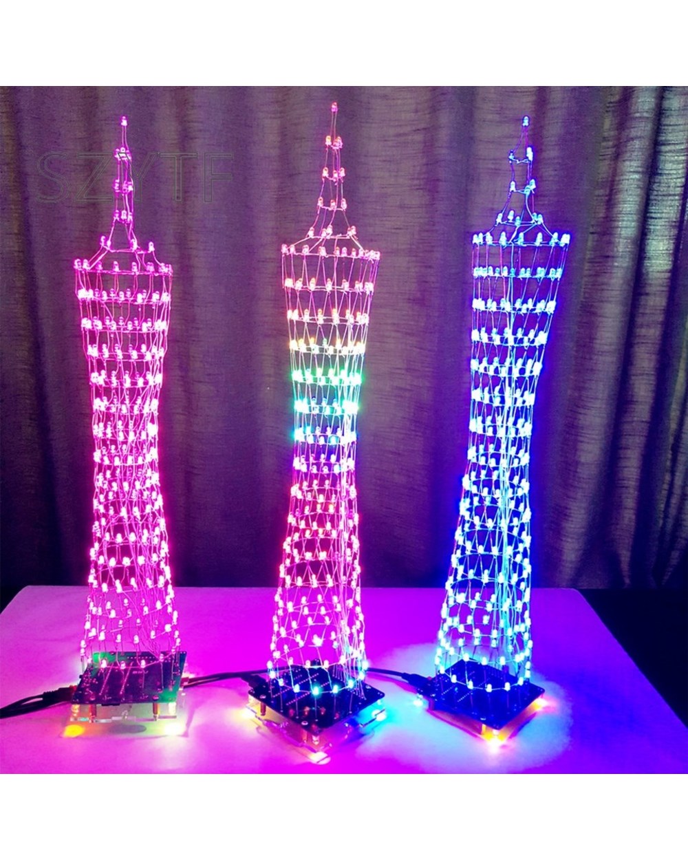 Colorful Led Tower Display Lamp Infrared Remote Control Electronic Diy Kits Music Spectrum Soldering Kits Diy Brain-Tra front-0