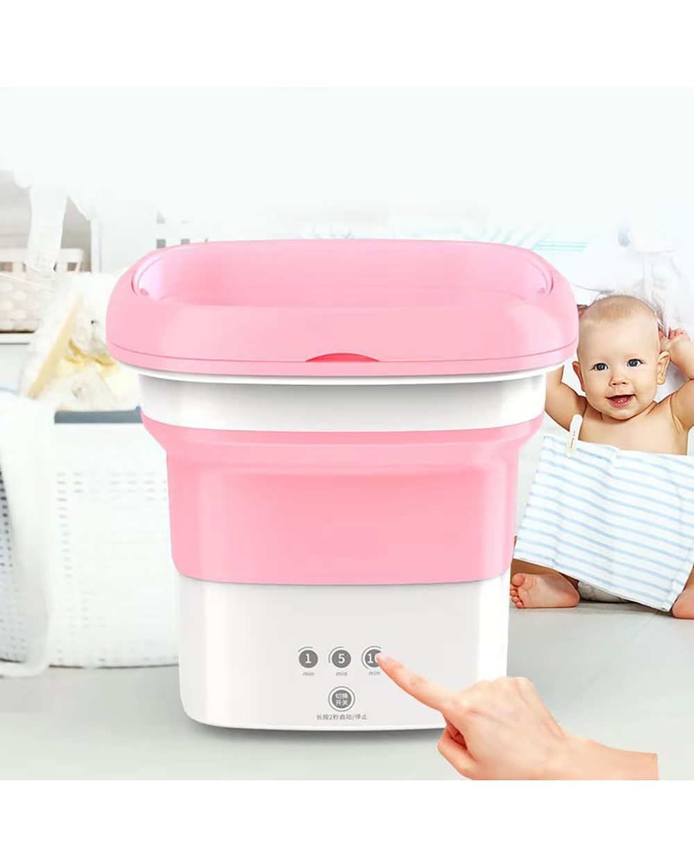 Portable Mini Washing Machine For Clothes Folding Barrel Washer With Dryer Electric Turbo Washing Bucket Socks Underwea front-2
