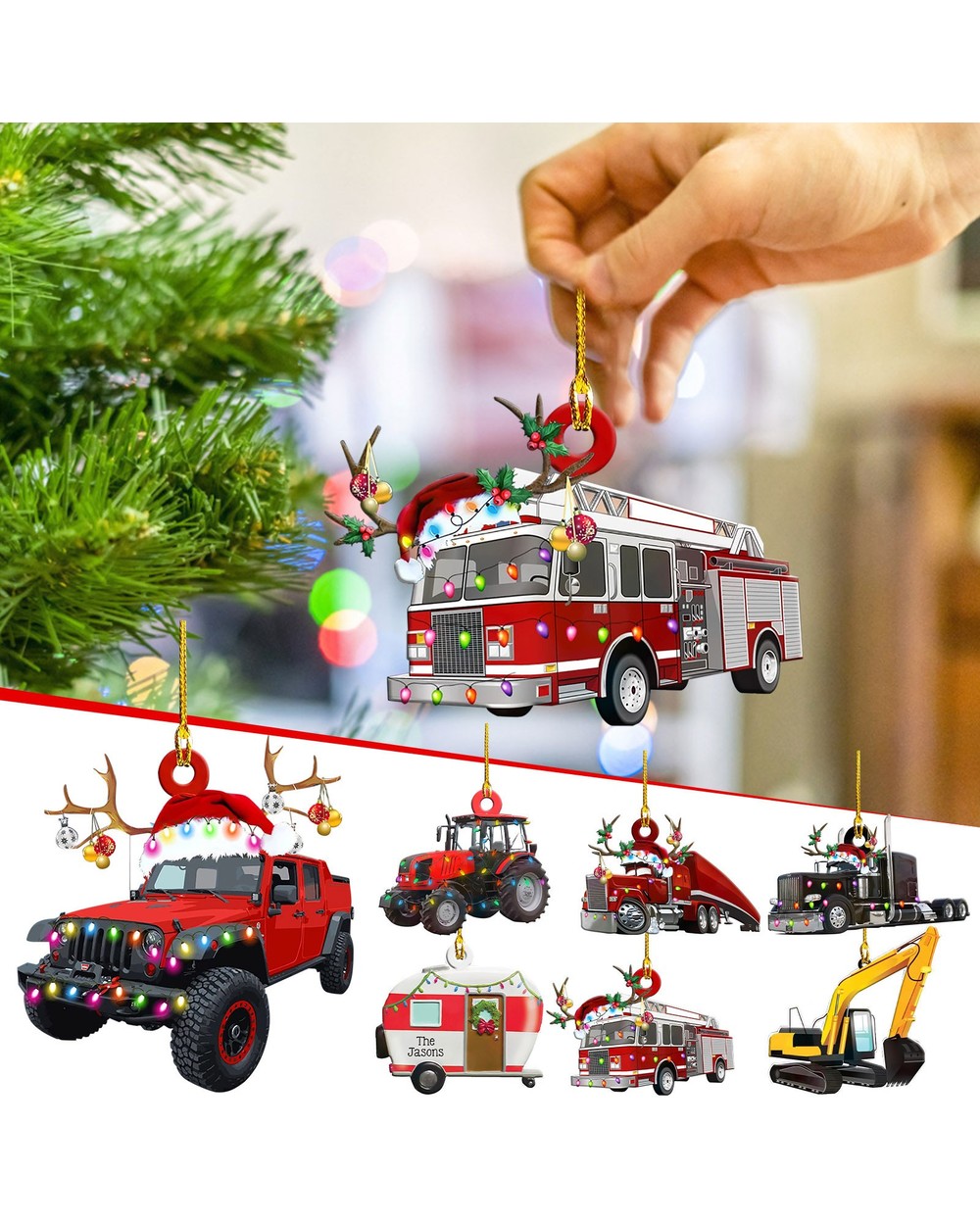 2021christmas Ornaments Hanging Gift Product Family Creative Car Train Christmas Tree front-0