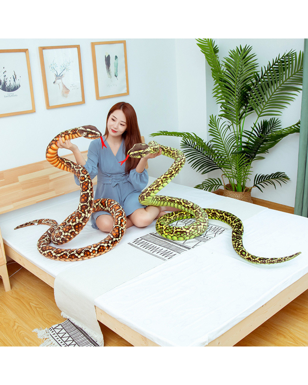 300Cm Simulation Cobra And Python Snake Plush Toys Dolls Soft Animal Stuffed Toy For Kids Children Funny Birthday Chris front-2