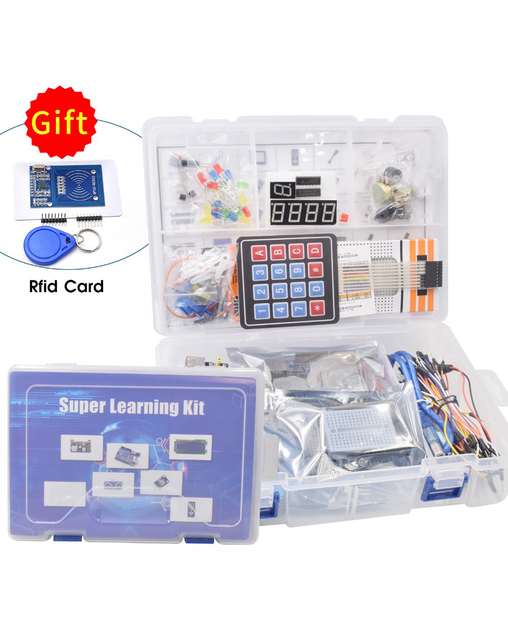 New Upgraded Super Starter Kit For Arduino Uno R3 - Uno R3 Breadboard / Step Motor / Sg90 Servo / 1602 Lcd / Jumper Wire front-0