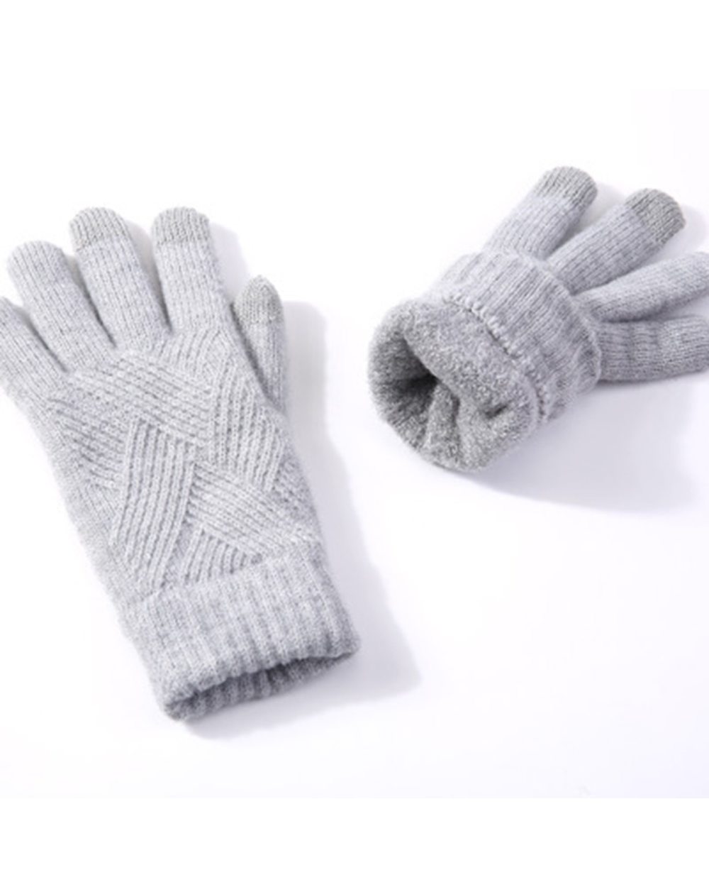 Female Winter Warm Knitted Full Finger Gloves Men Solid Woolen Touch Screen Mittens Women Thick Warm Cycling Driving Gl front-2