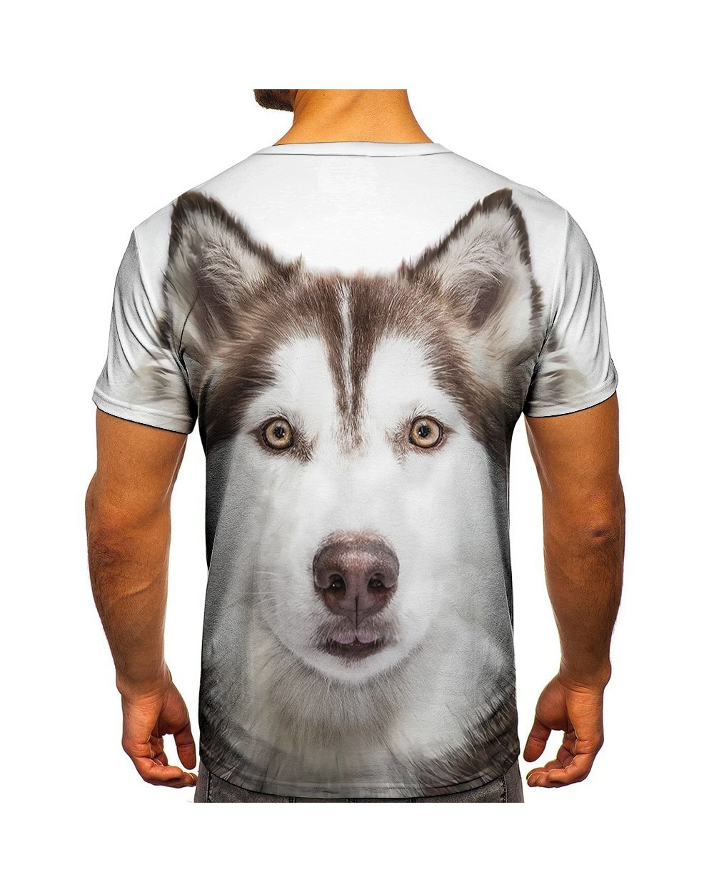 NEW 3d Printing T-shirt for Men Cute Alaskan Shepherd Sled Dog front-3