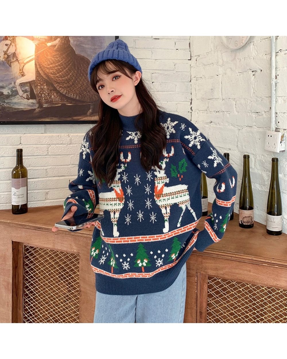 Christmas Mid-length Plus Oversized New Version Handmade Sweater 700g front-3
