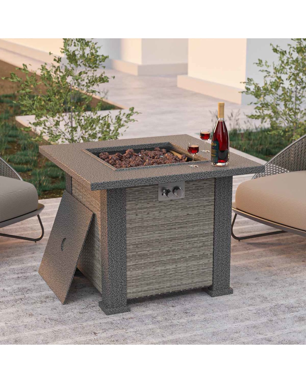 28 Inch 50000 Btu Gas Fire Pit Multi-Function Fire Pit Smokeless Combustion Fire Pit Warmth Winter Outdoor Fit 20Lb Pro front-0