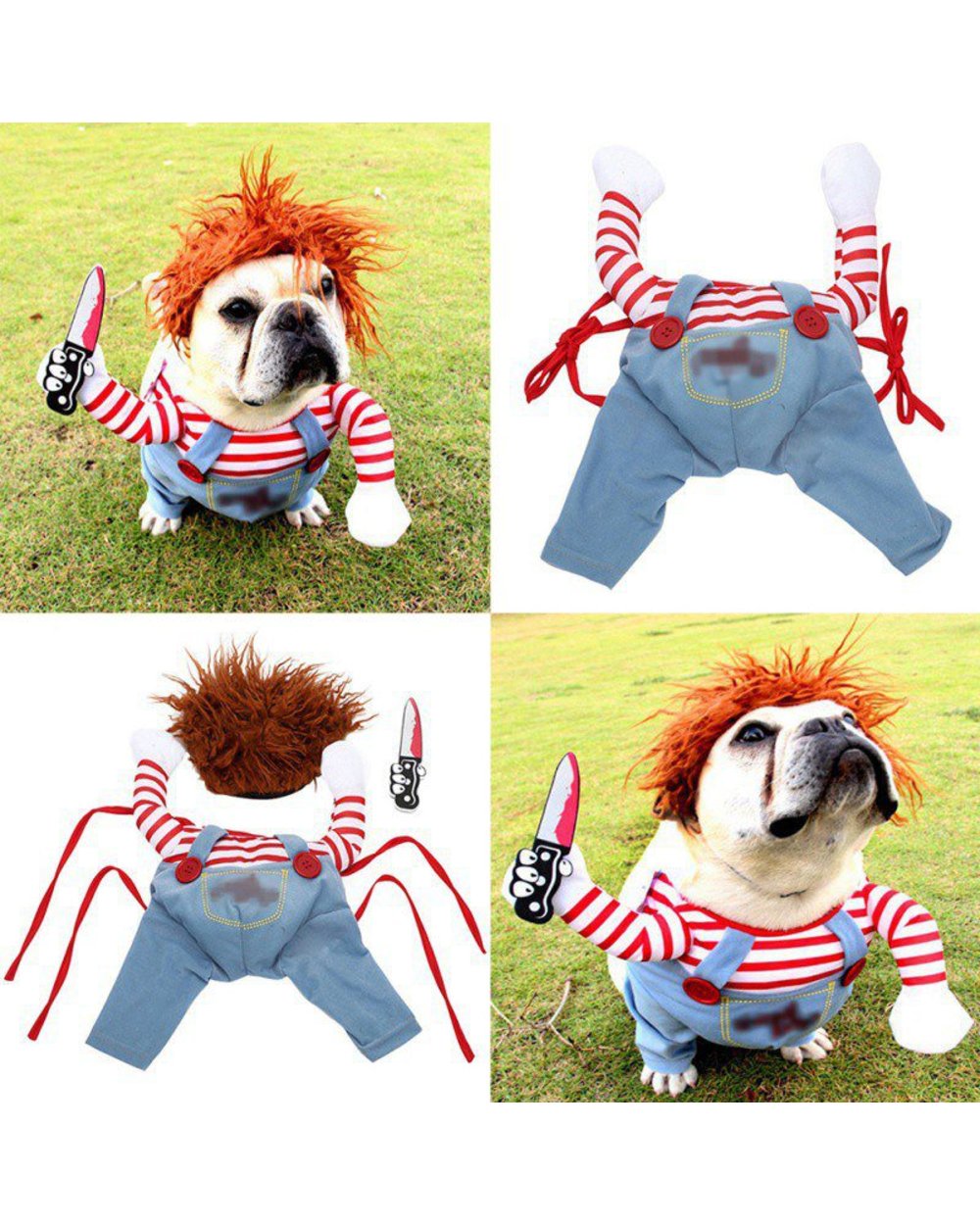 Funny Dog Clothes Dogs Cosplay Costume Halloween Comical Outfits Holding a Knife Set Pet Cat Dog Festival Party Clothing front-0