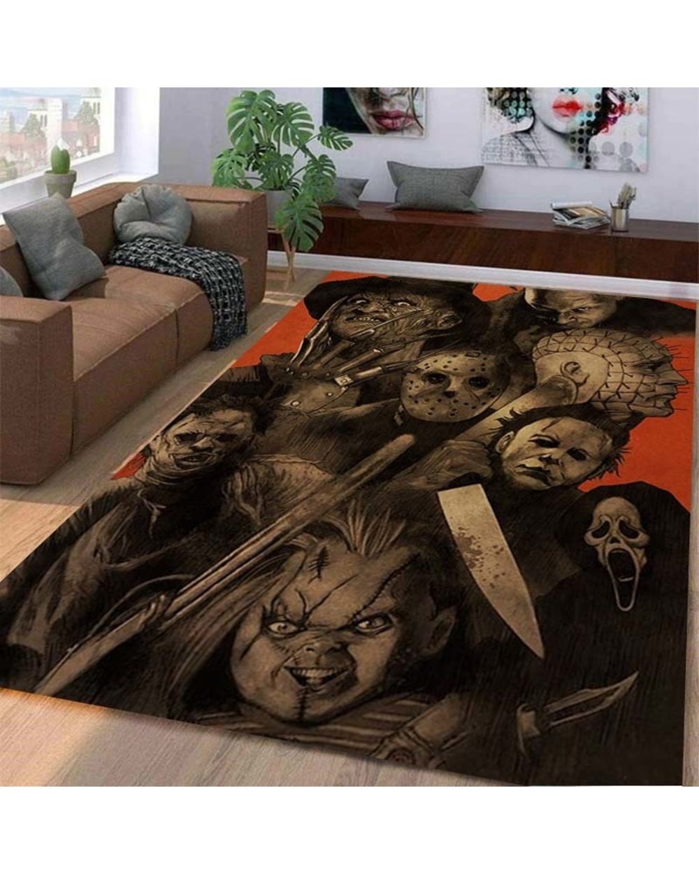 Horror Movie Characters Floor Rugs Area Soft Rugs Bedroom Living Room Halloween Floor Mat Non Slip Rugs front-1